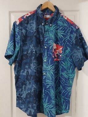 Gap Men's Hawaiian Floral Print Short Sleeve Button Down Shirt size XXL